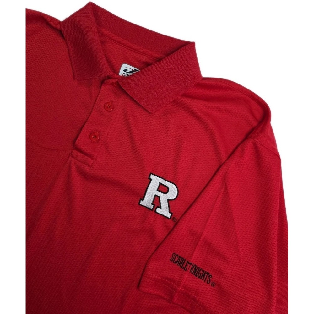 Polo Shirt Mens 2XL Red Rutgers Scarlet Knights Golf Athletic‎ NCAA J.AMERICA